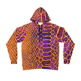 Vibrant Orange & Purple Snake-Skin Athletic Hoodie
