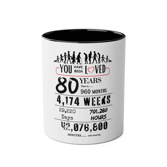 80th Birthday Two-Tone Coffee Mug, 11oz