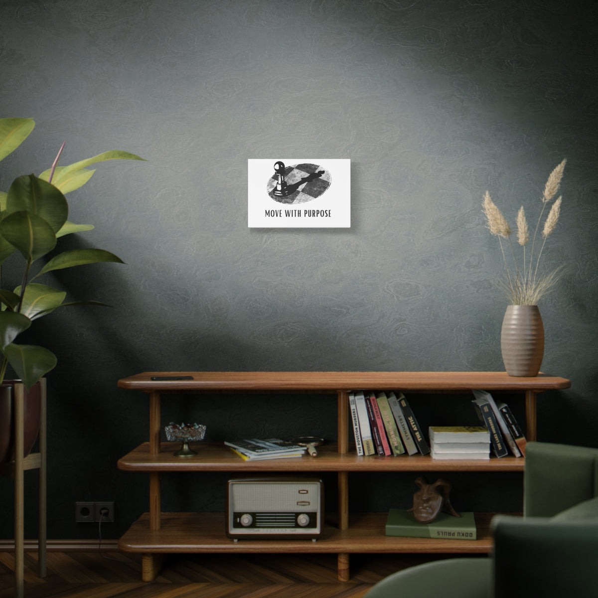 Move With Purpose Canvas Wall Art — Motivational Chess Pawn Print
