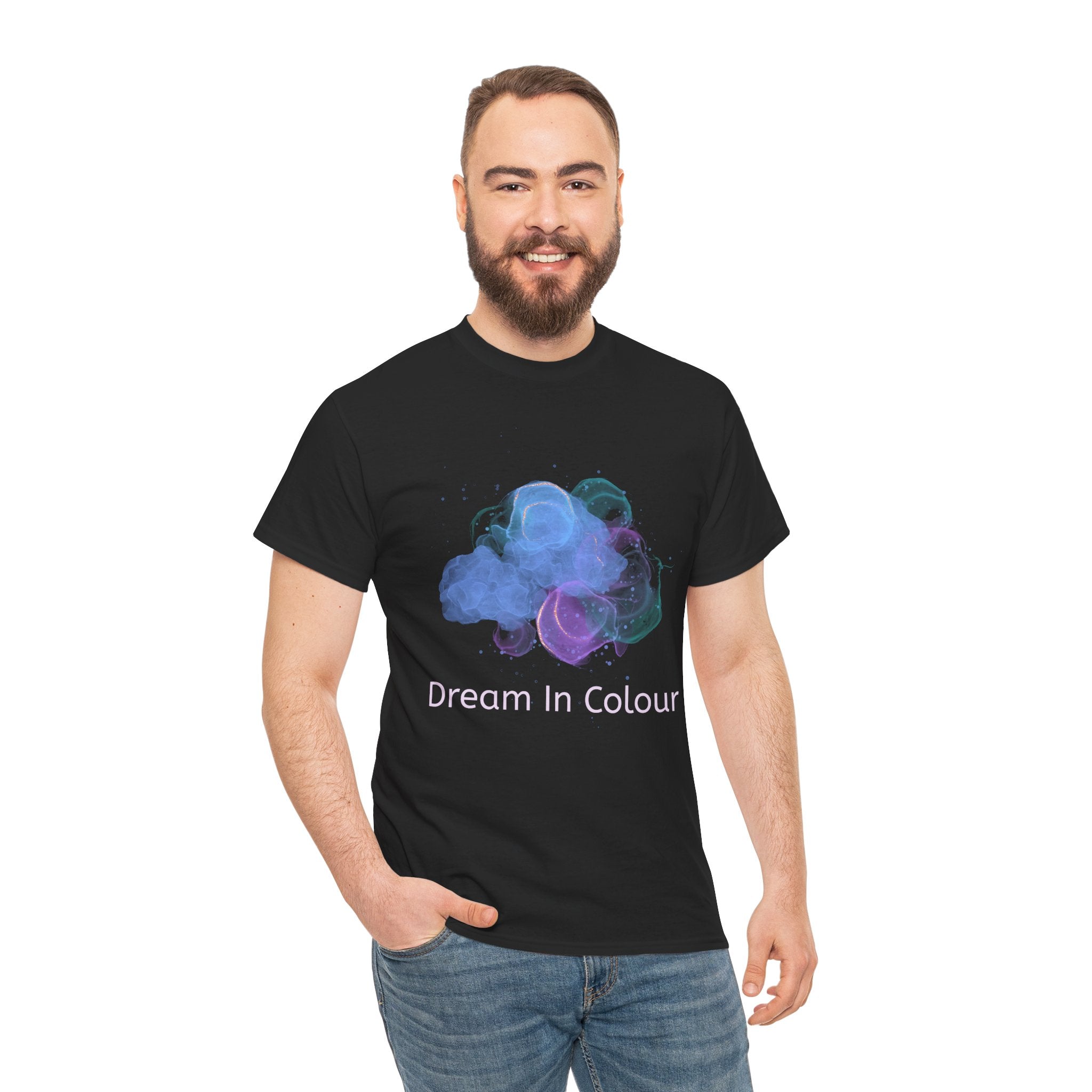 Unisex Heavy Cotton Tee - 'Dream In Colour' - Artistic Casual Wear, Gift for Dreamers, Creative Expression, Everyday Comfort, Birthday Gift