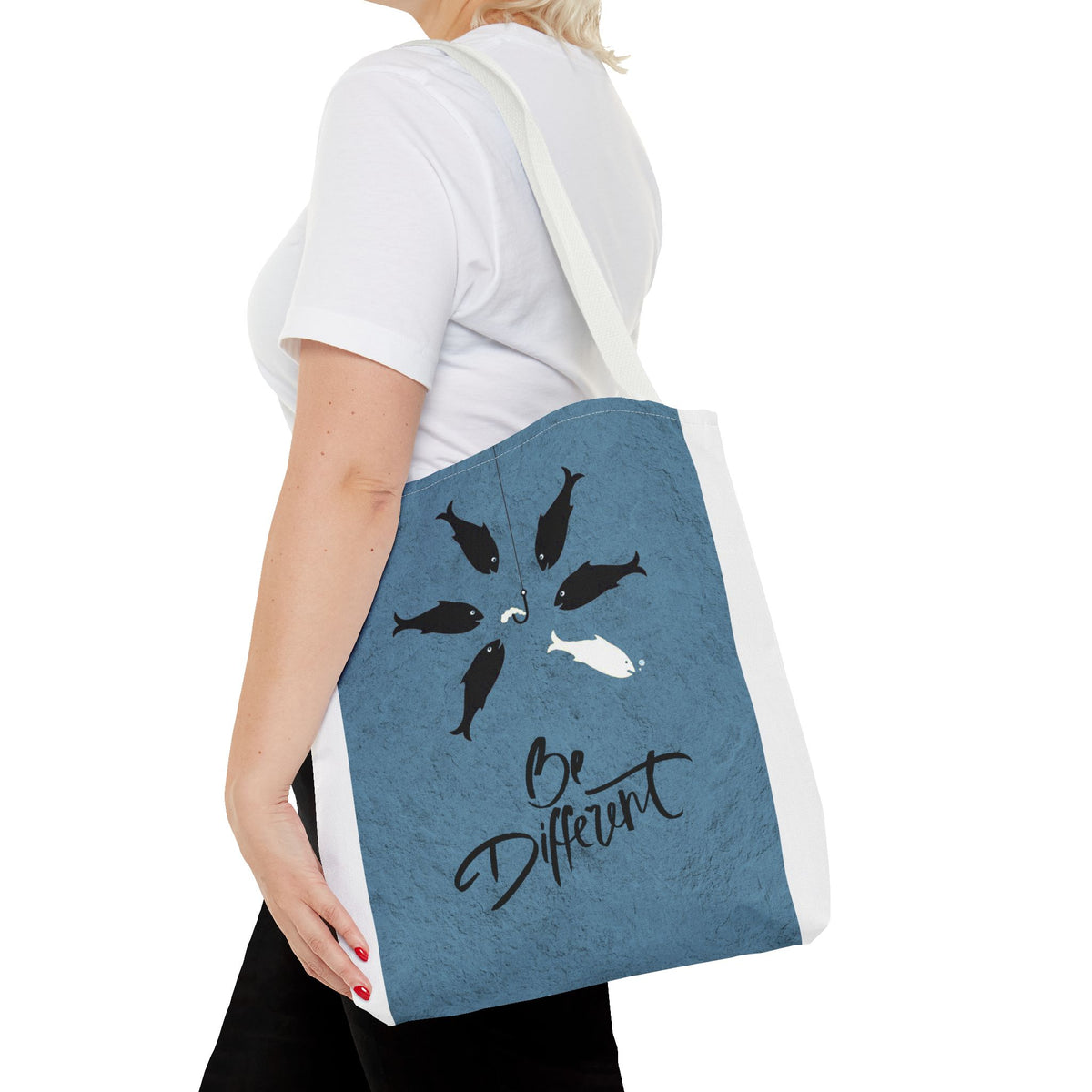 Be Different Whale Tote Bag — Inspirational Ocean Animal Canvas Tote