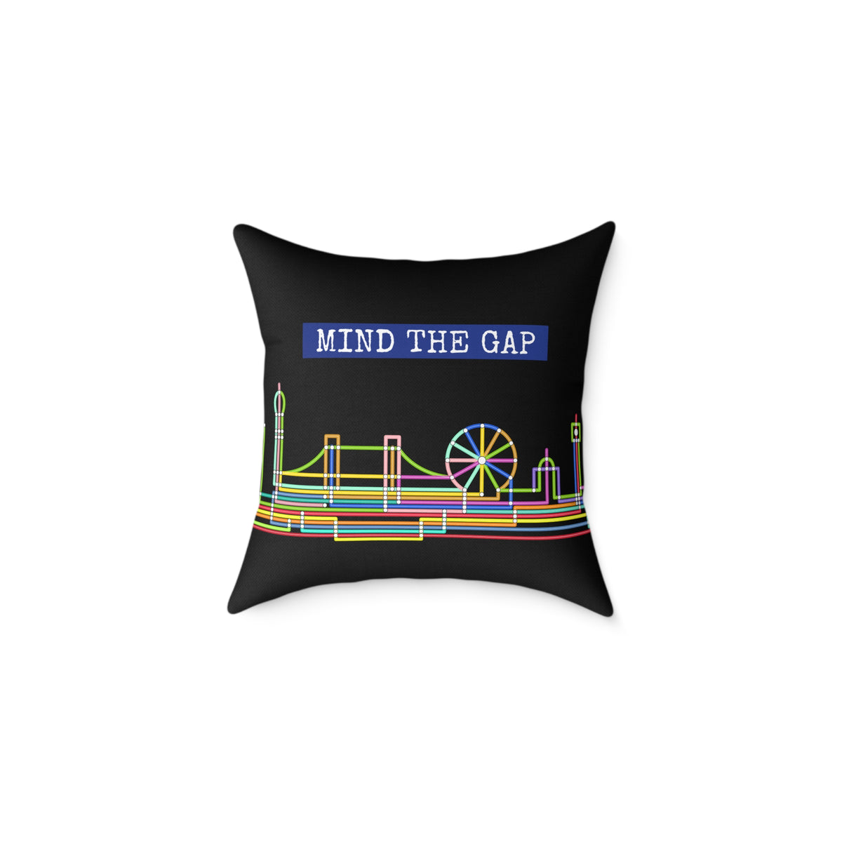 Mind The Gap Skyline Pillow — Neon London Decorative Throw Pillow