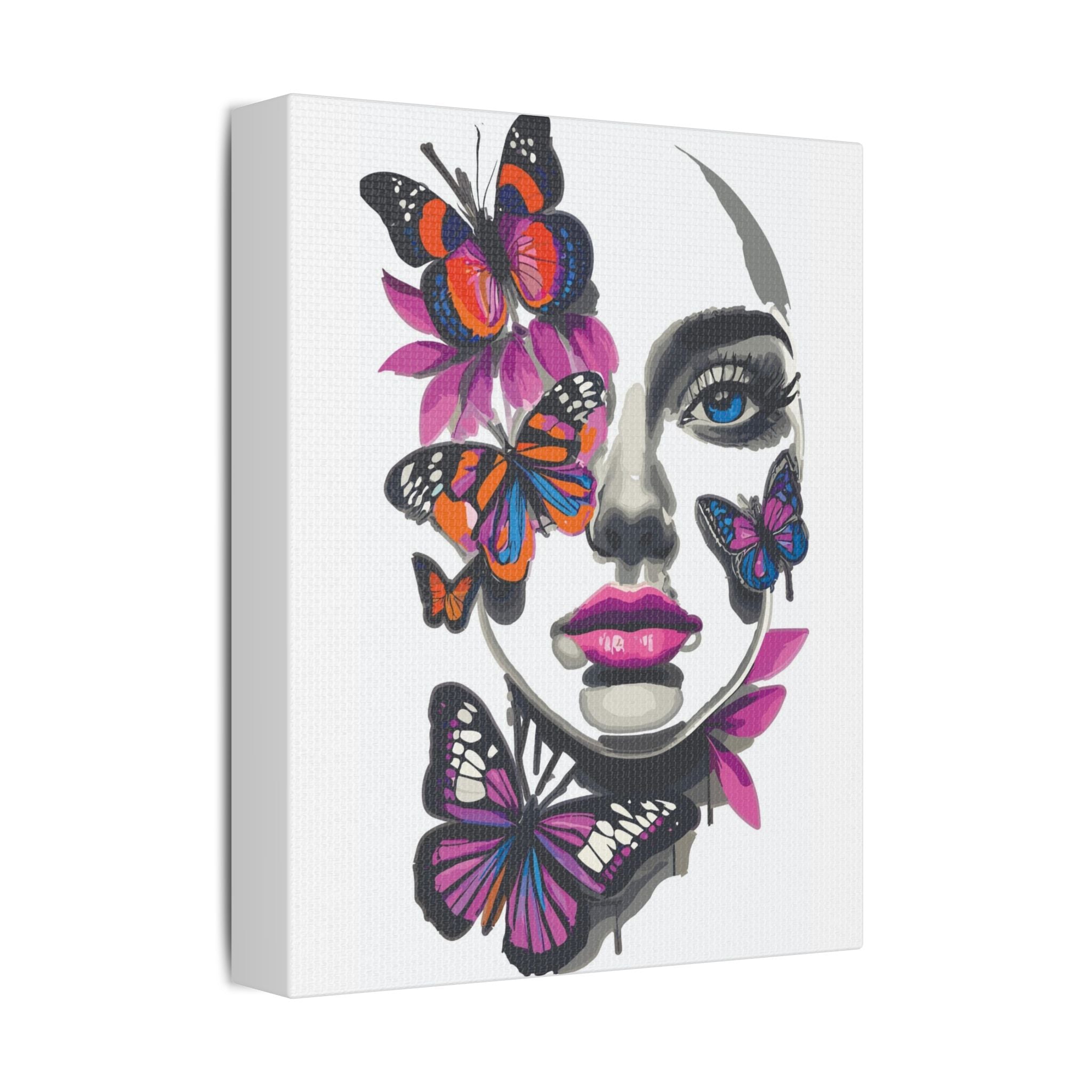 Beautiful Butterfly Face, Satin Canvas