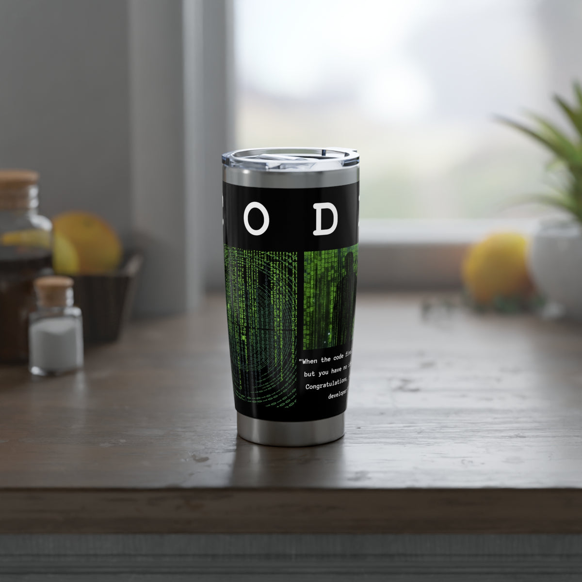 Tumbler with Matrix and Code Design - Conscience Garment