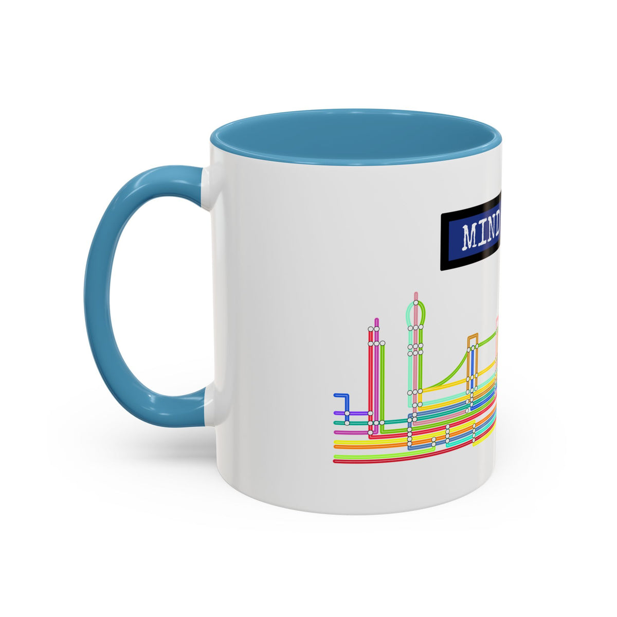 Mind the Gap Coffee Mug — Colorful City Skyline Accent Mug (11/15oz)