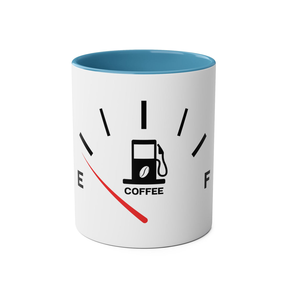 Funny Two-Tone Coffee Mug with Fuel Coffee Gauge Design - Conscience Garment