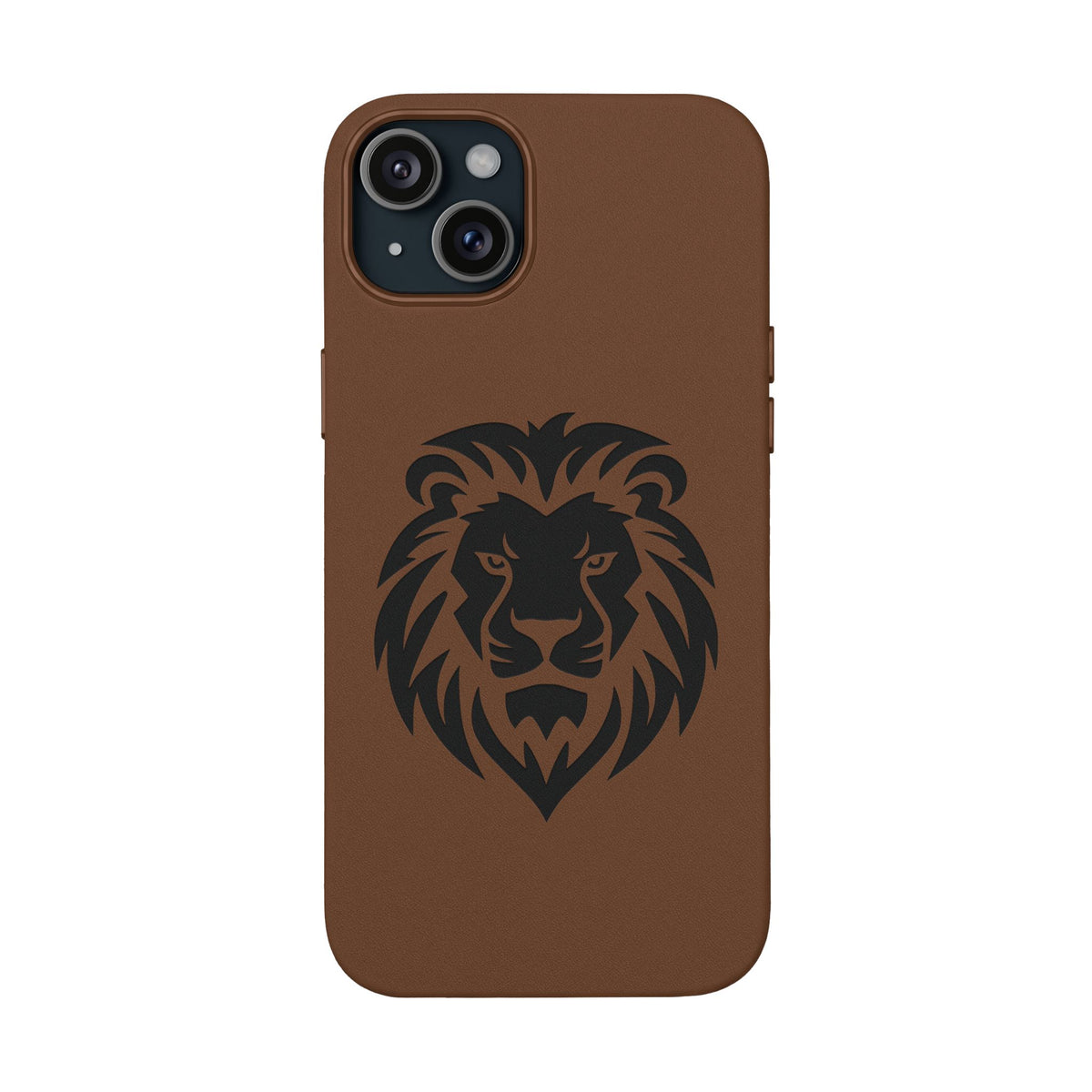 Engraved PU Leather Phone Case — Embossed Lion Design