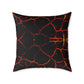 Lava Crackle Square Pillow — Fiery Red Black Decorative Throw Pillow