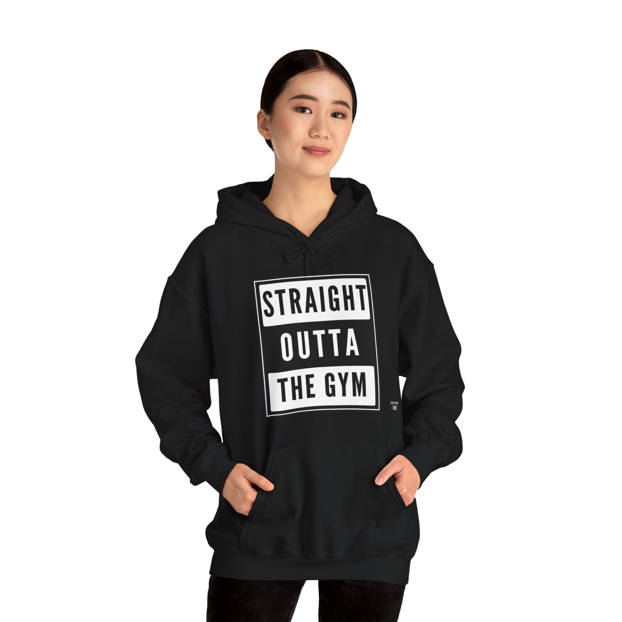 Straight outta the Gym, Unisex Heavy Blend, Hooded Sweatshirt T shirt, Cotton, Gift, Funny, Mindfulness, Motivational, Inspirational