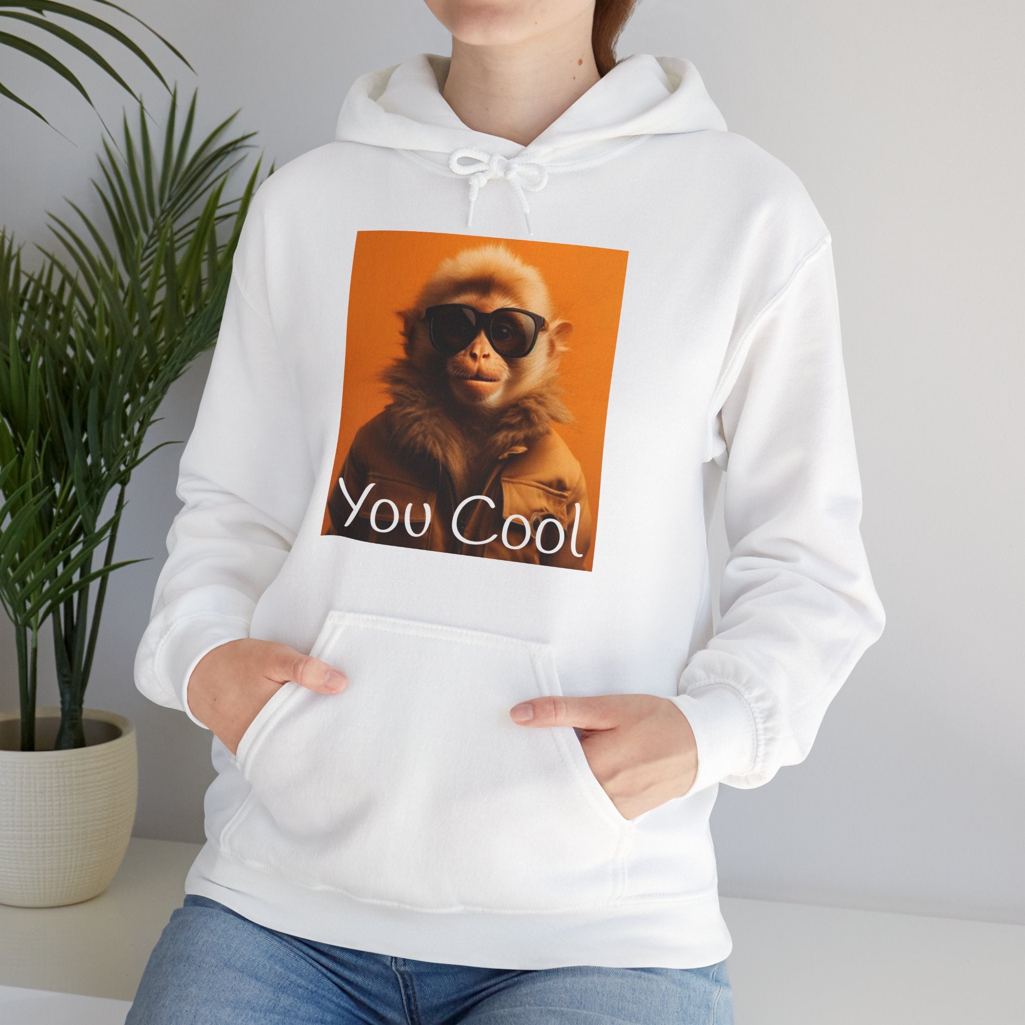 You Cool, Hoodie, White, Black, Cotton, Monkey, Sun Glasses, Funny, Motivation, Inspiration, Gift