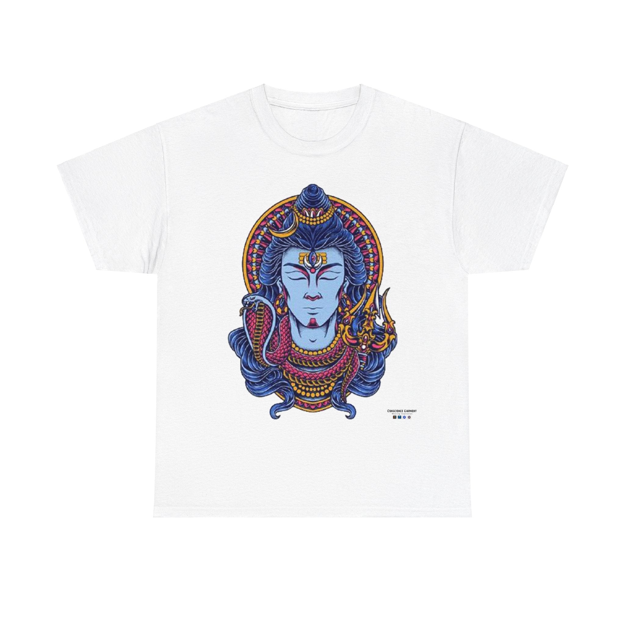 Lord Shiva T shirt, Unisex Heavy Cotton, Gift, Mindfulness, Motivation, Inspiration, Conscience Garment, Wearing, Positive, White