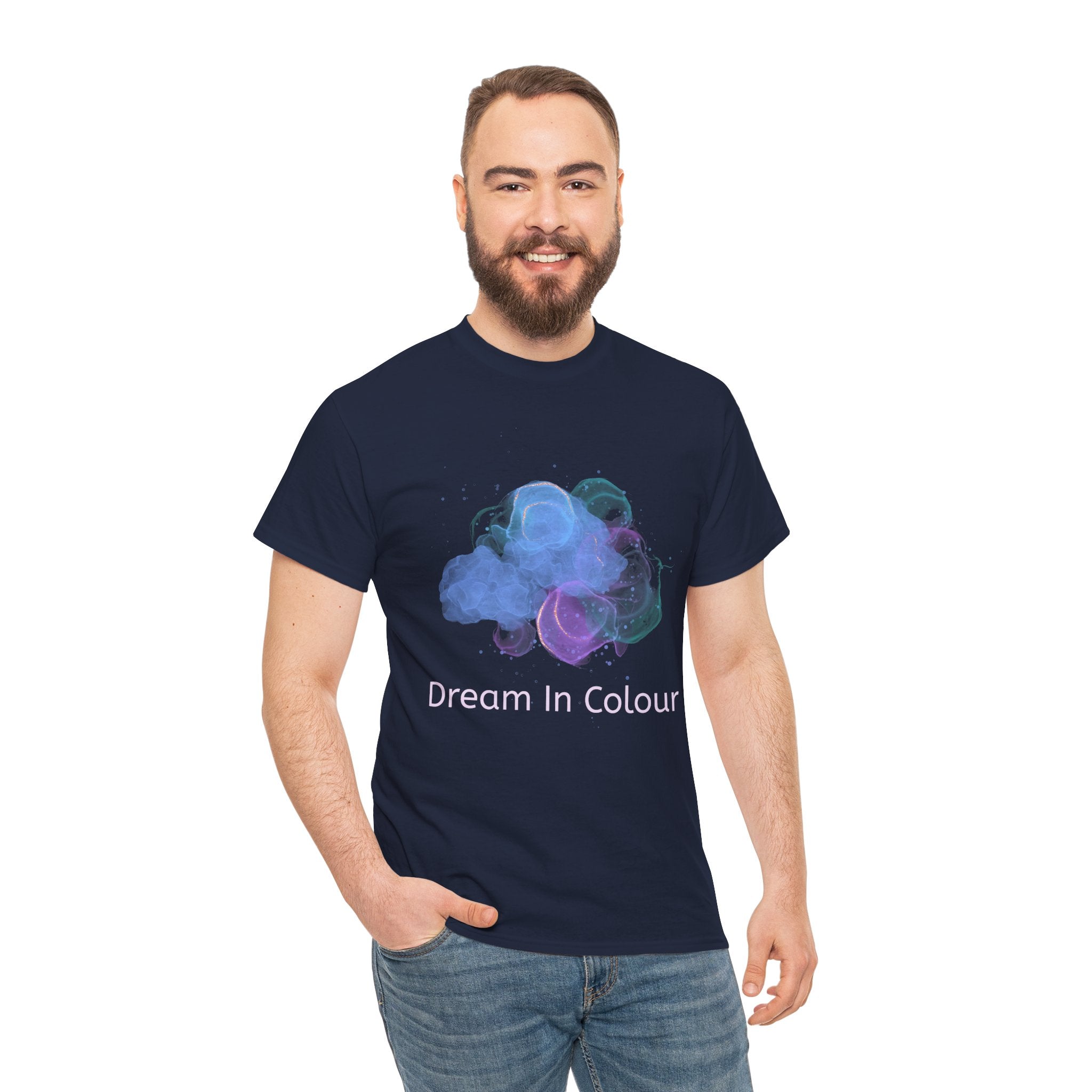 Unisex Heavy Cotton Tee - 'Dream In Colour' - Artistic Casual Wear, Gift for Dreamers, Creative Expression, Everyday Comfort, Birthday Gift