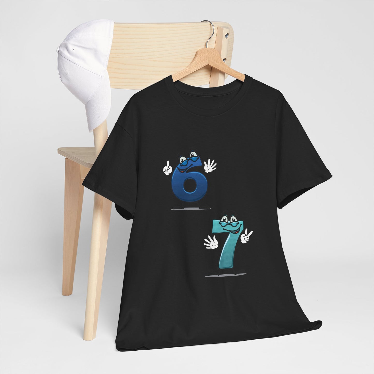 Number 6 & 7 Cartoon Tee — Playful Matching Numbers Graphic T-Shirt - Conscience Garment