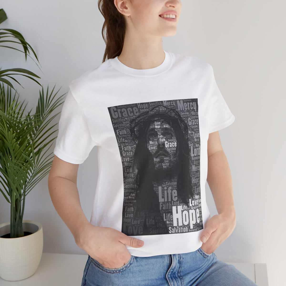 Jesus Christ with Inspiring Words T-shirt - Conscience Garment