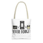Retro Media 'Never Forget' Tote Bag — Vintage Cassette, VHS & Floppy Design