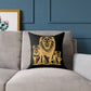 Lion Family Throw Pillow — Gold Safari Lion Cub Decorative Cushion