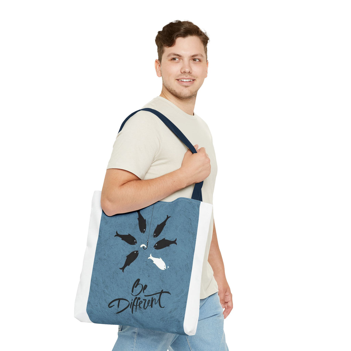 Be Different Whale Tote Bag — Inspirational Ocean Animal Canvas Tote