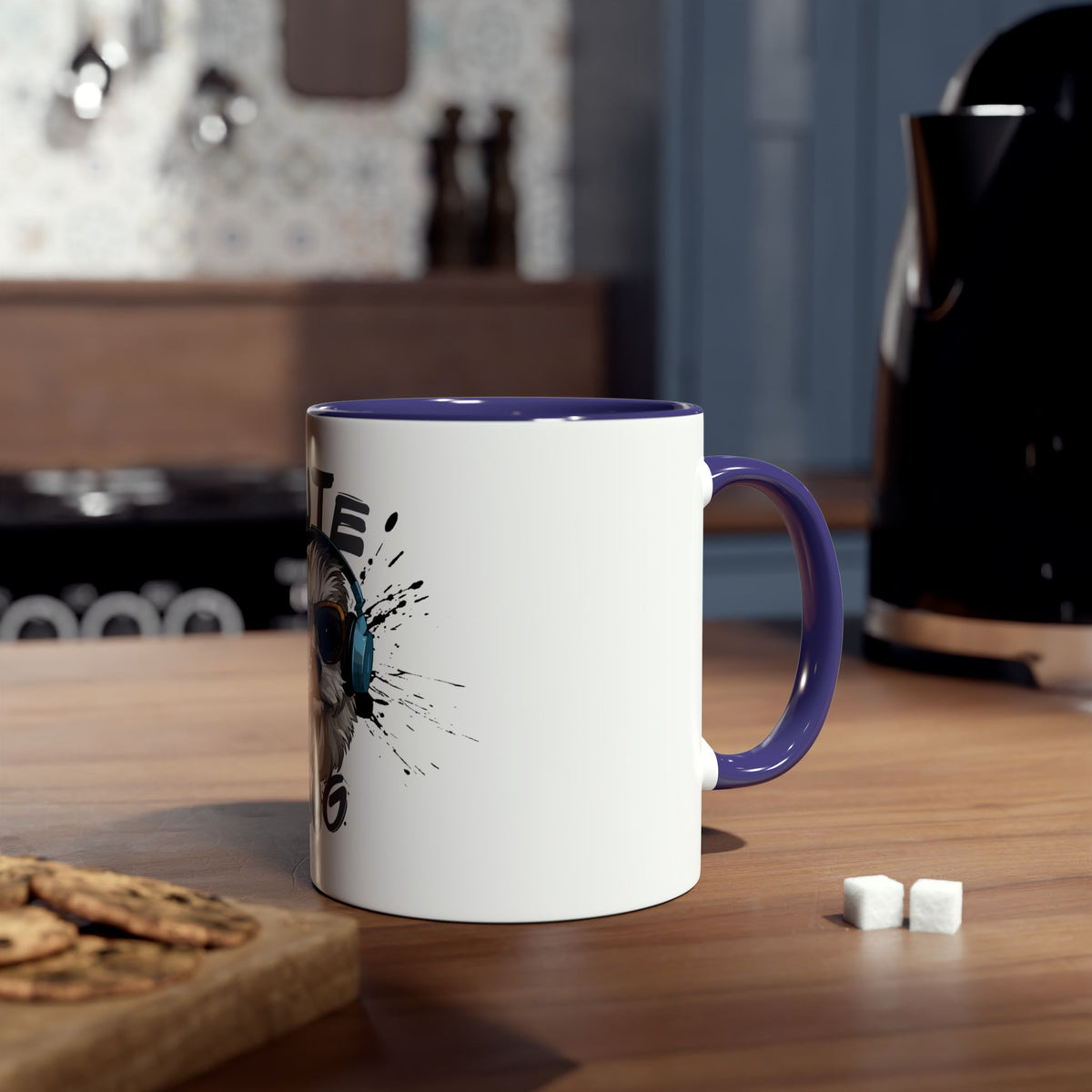Cute Dog with Headphones Mug, Two-tone, 11oz - Conscience Garment