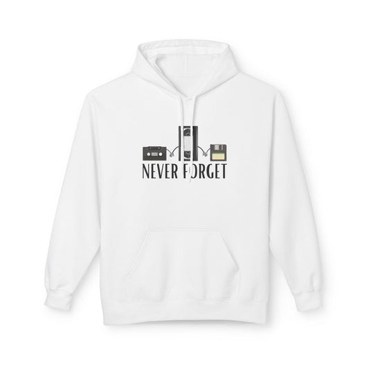 White Never Forget Graphic Hoodie | Minimalist Statement Sweatshirt | Unisex Pullover Hoodie | Meaningful Graphic Streetwear