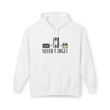White Never Forget Graphic Hoodie | Minimalist Statement Sweatshirt | Unisex Pullover Hoodie | Meaningful Graphic Streetwear