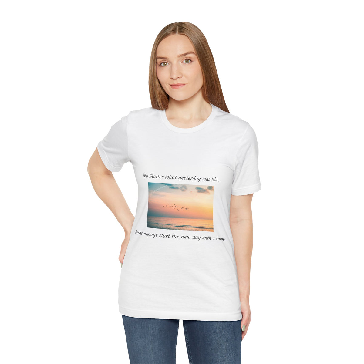 New Day, New Beginning - Inspirational Bird Tee, Unisex Short Sleeve T-Shirt, Motivational Quote Shirt, Nature Lover Gift, Positive Vibes Apparel - Conscience Garment