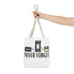 Retro Media 'Never Forget' Tote Bag — Vintage Cassette, VHS & Floppy Design