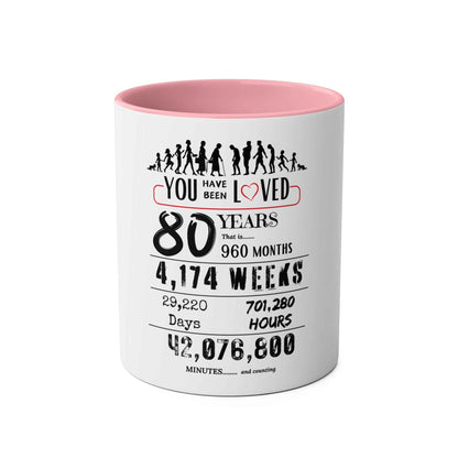 80th Birthday Two-Tone Coffee Mug, 11oz