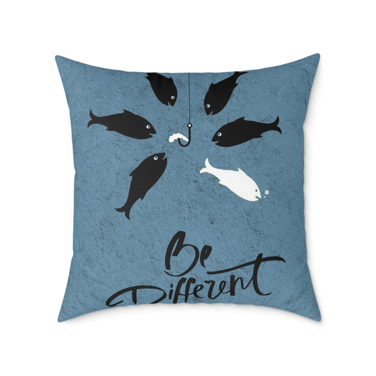 Be Different Fish Throw Pillow – Inspirational Nautical Accent Cushion