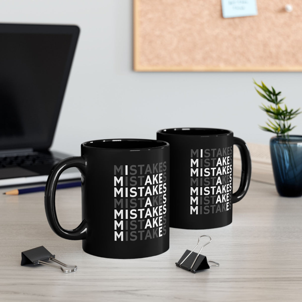 Mistakes Repeat Pattern Black Coffee Mug – Motivational Office Gift (11oz)