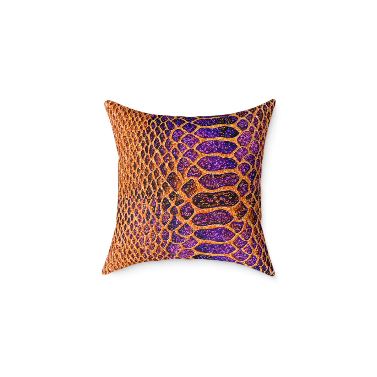 Snake Skin Pattern Square Pillow — Orange & Purple Decorative Throw Cushion
