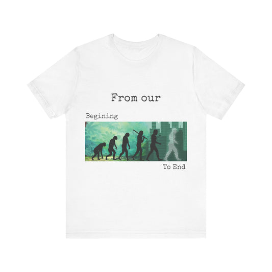 Evolution Timeline T-Shirt — "From Our Beginning To End" - Conscience Garment