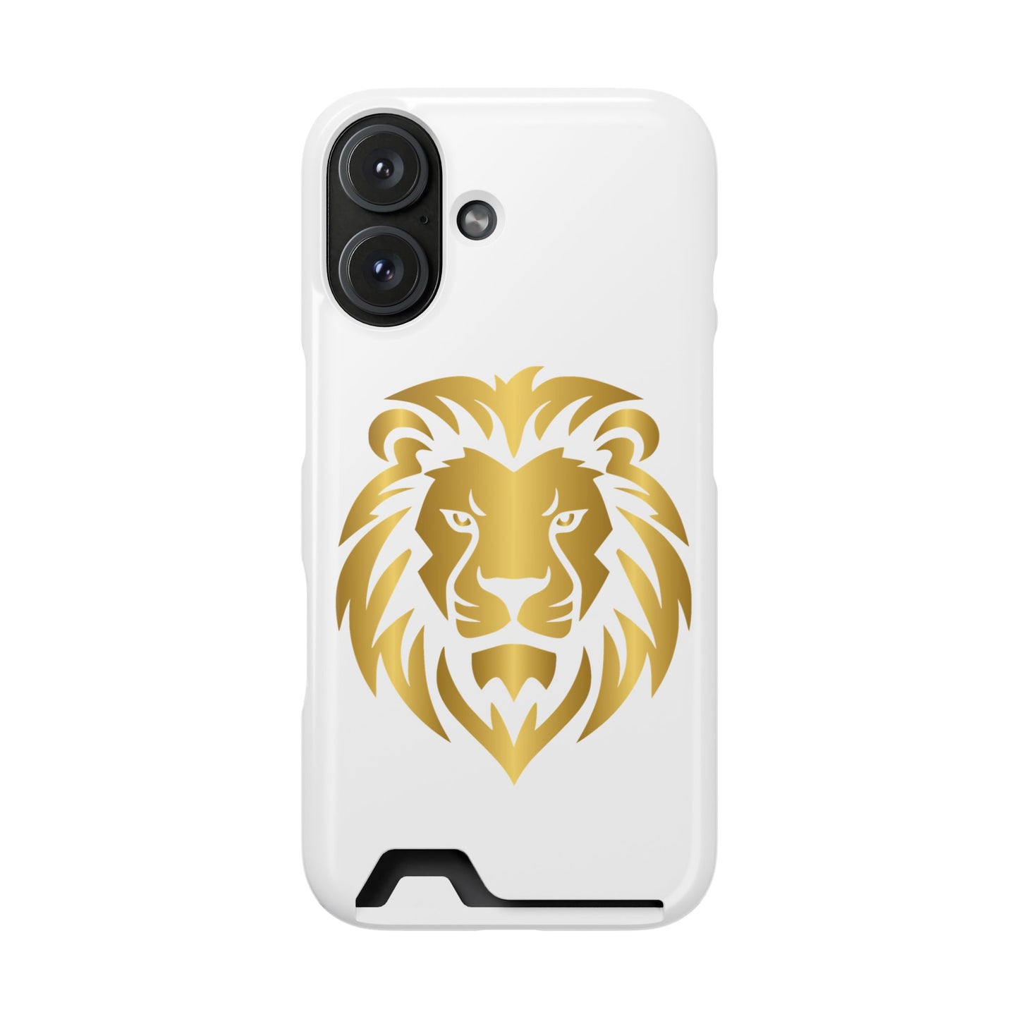 Lion Head Card Holder Phone Case — Gold Lion Wallet Phone Case