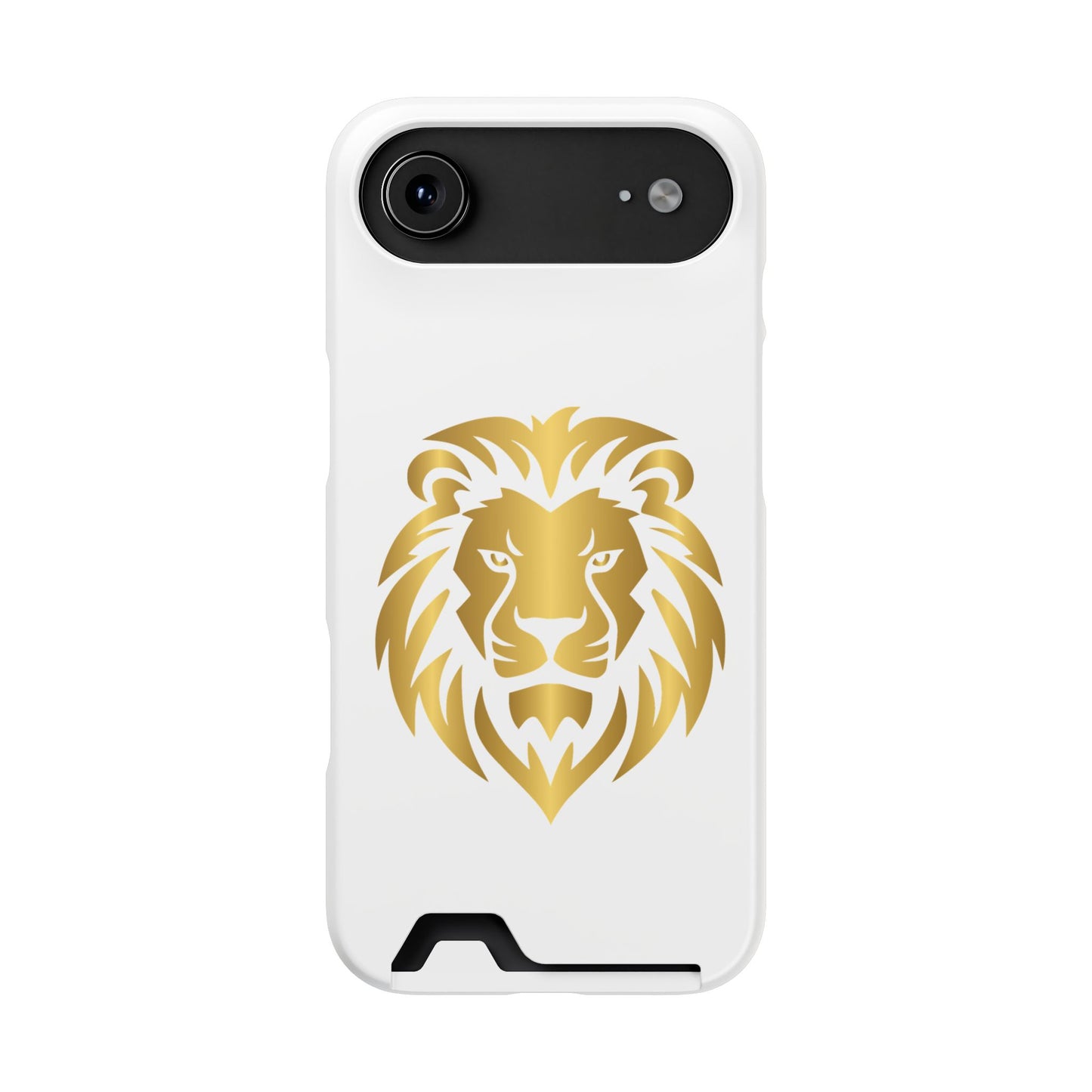 Lion Head Card Holder Phone Case — Gold Lion Wallet Phone Case