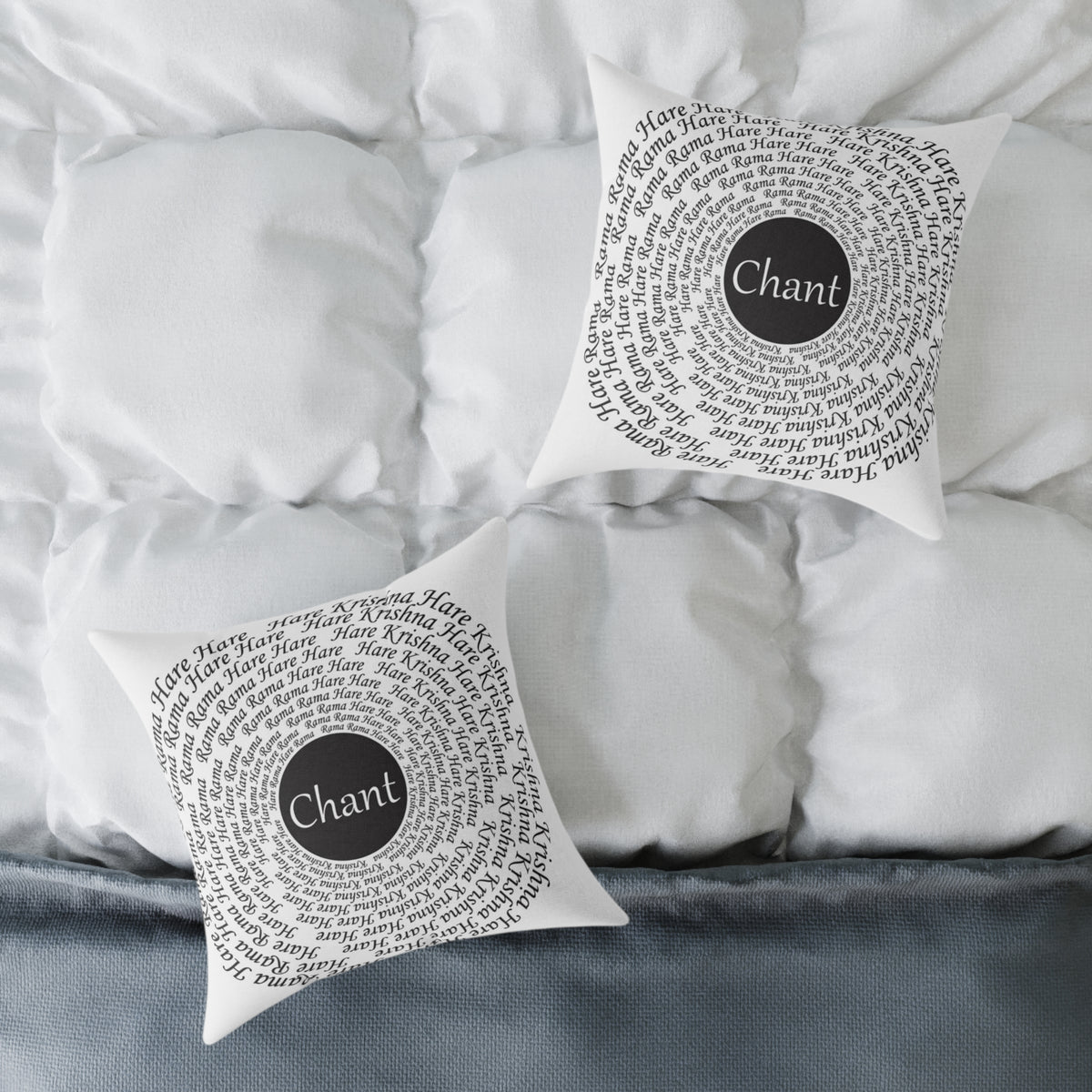 Hare Krishna chant Meditation Square Pillow — Spiritual Mantra Decorative Cushion