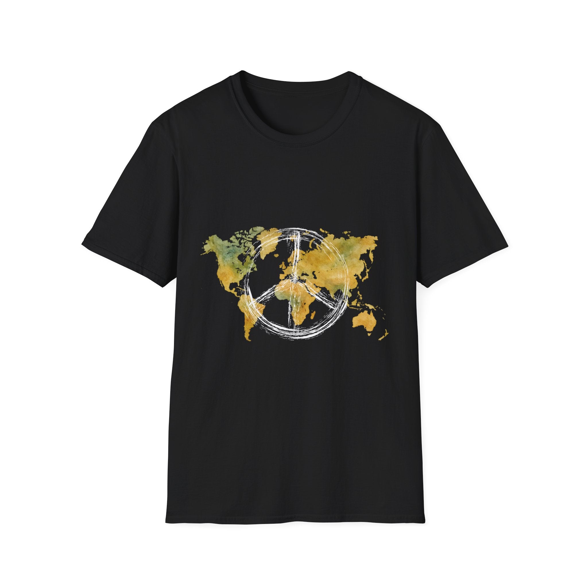 Peaceful World Map T-Shirt — Watercolor Peace Sign Globe T-Shirt