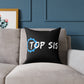Top Sis Square Throw Pillow — Black Canvas Accent Cushion