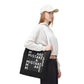 Mistakes Repeat Pattern Tote Bag — Black Typography Shopper
