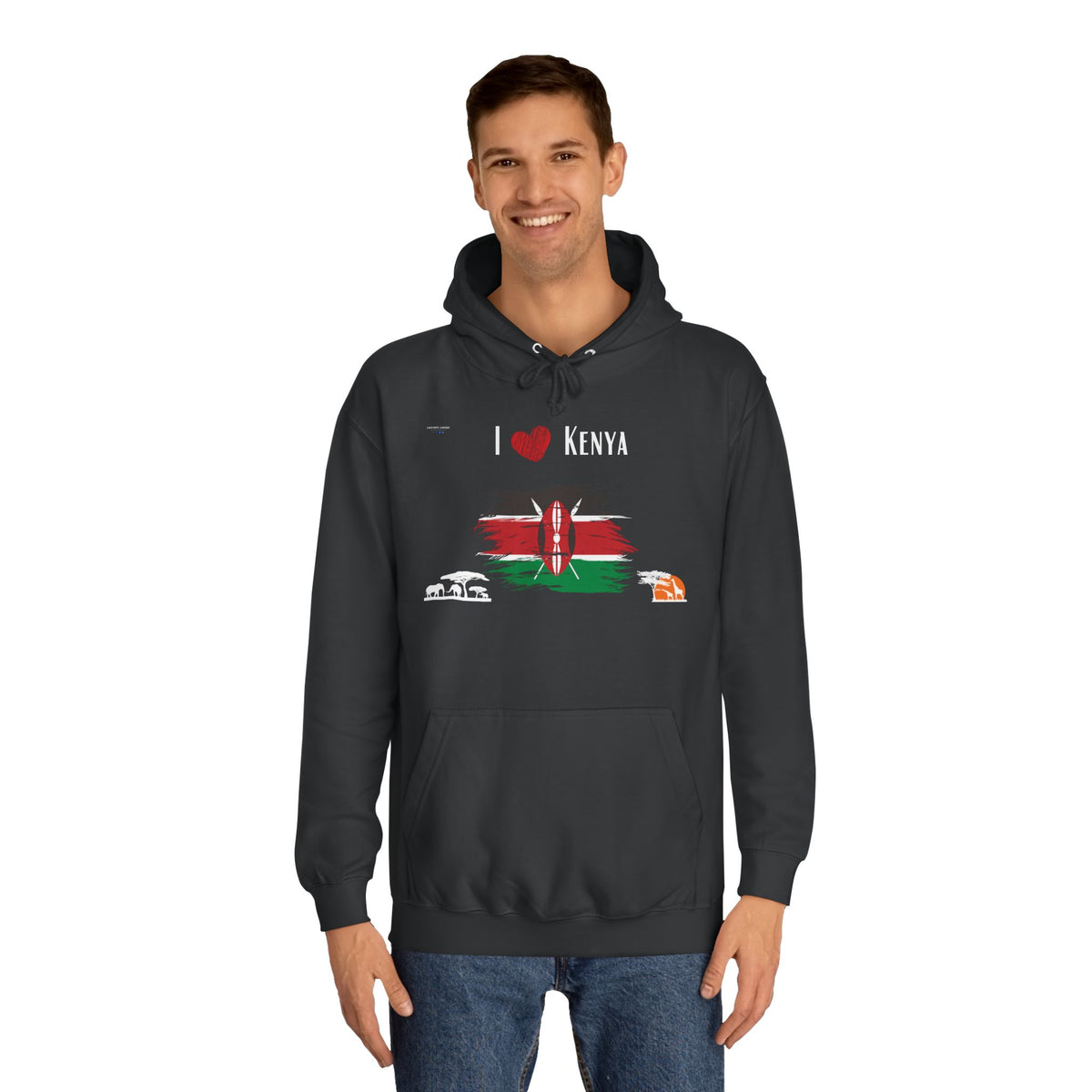 I Love Kenya Unisex College Hoodie - Cozy National Pride Apparel - Conscience Garment