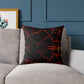Lava Crackle Square Pillow — Fiery Red Black Decorative Throw Pillow