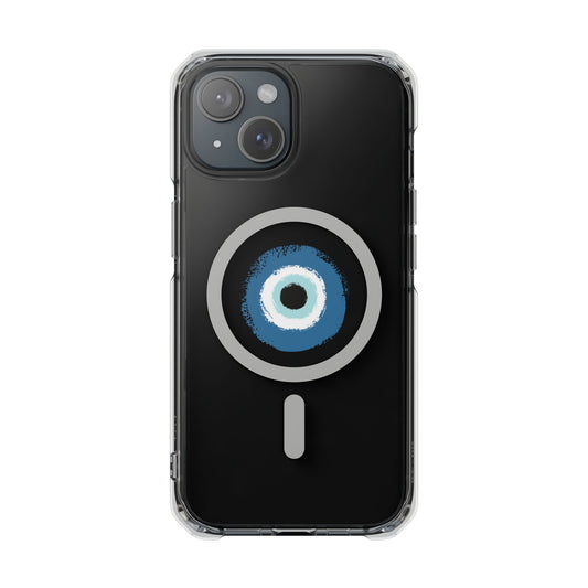 Clear Magnetic Phone Case with Evil Eye Design — Protective MagSafe-Compatible iPhone Cover
