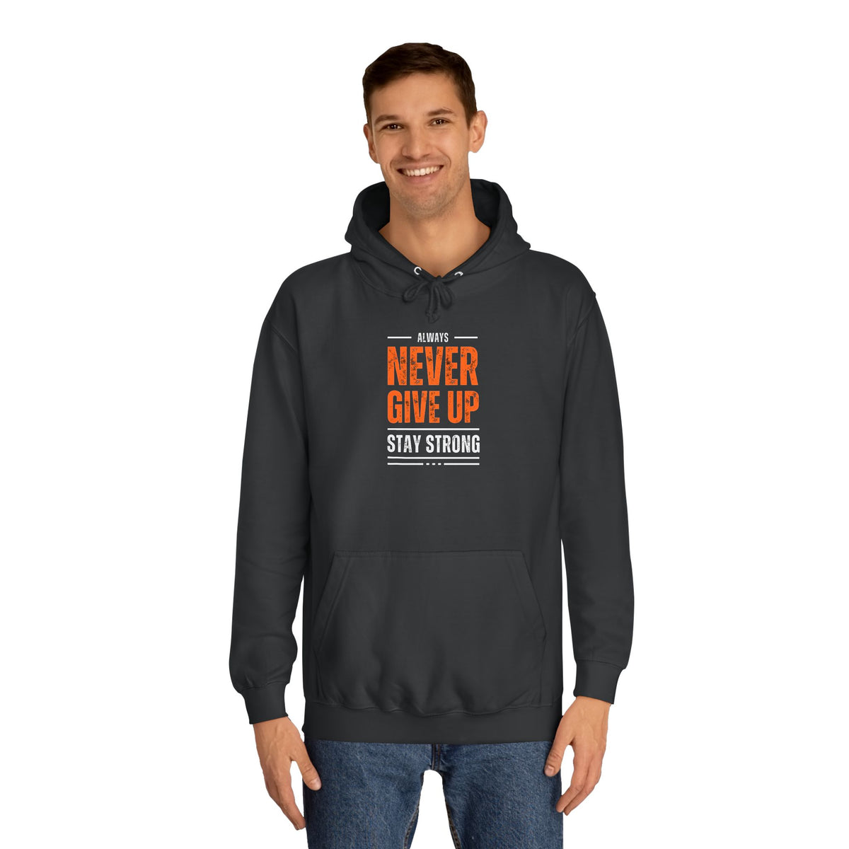 Motivational Unisex College Hoodie - Never Give Up - Conscience Garment