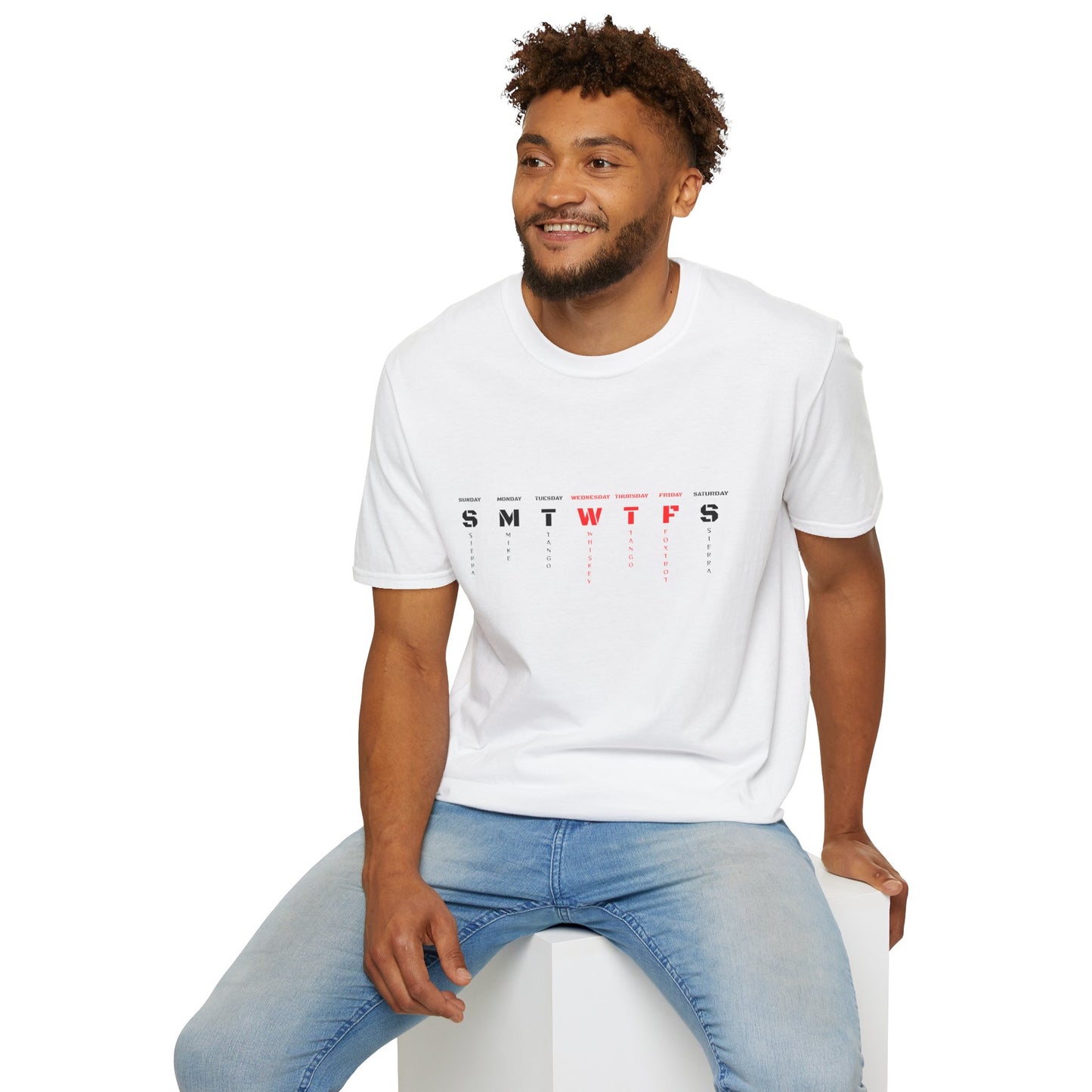 Weekday Calendar T‑Shirt — Minimal SMTWTFS Design (Highlight Wednesday)