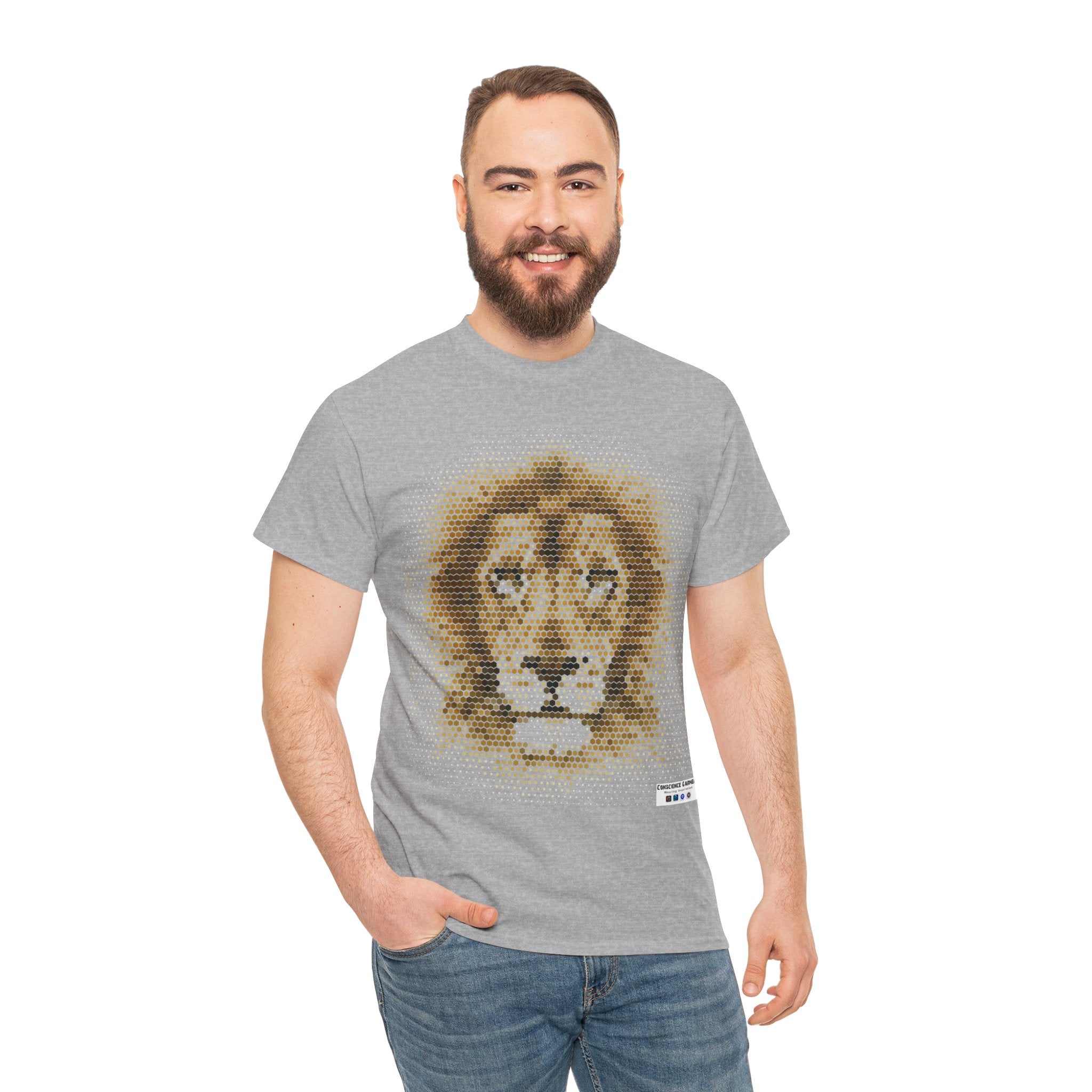 Lion, King of Jungle, T shirt, Unisex Heavy Cotton, Gift, Mindfulness, Motivation, Inspiration, Conscience Garment, Wearing, Positive, White