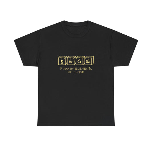 Sarcasm Blocks T-Shirt — “Sarcasm: Primary Elements of Humor” Retro Graphic Tee - Conscience Garment