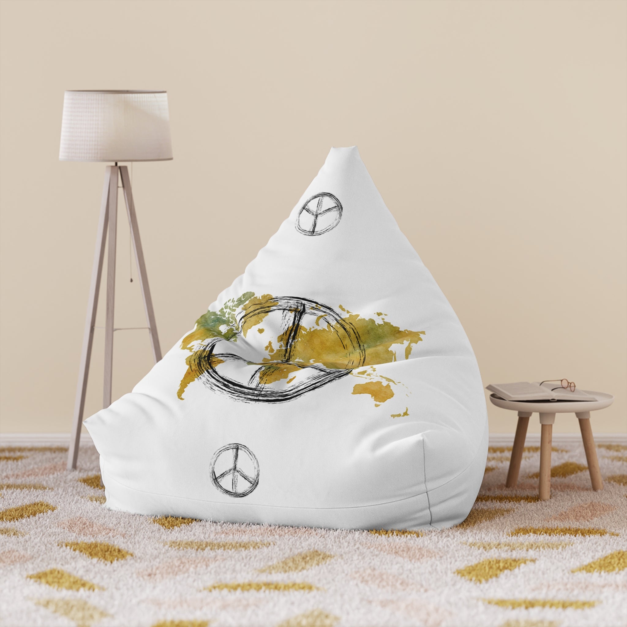 World Peace Globe Peace Sign Bean Bag