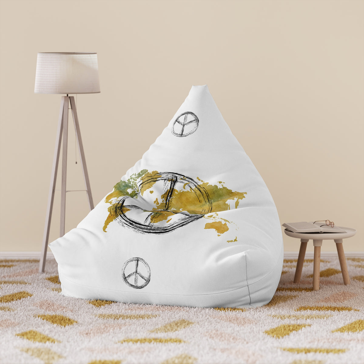 World Peace Globe Peace Sign Bean Bag