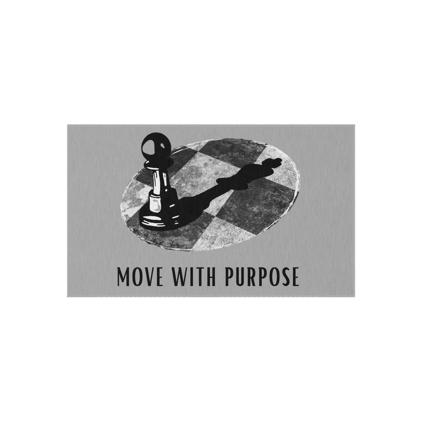 Outdoor Rug — "Move With Purpose" Chess Pawn Motivational Doormat