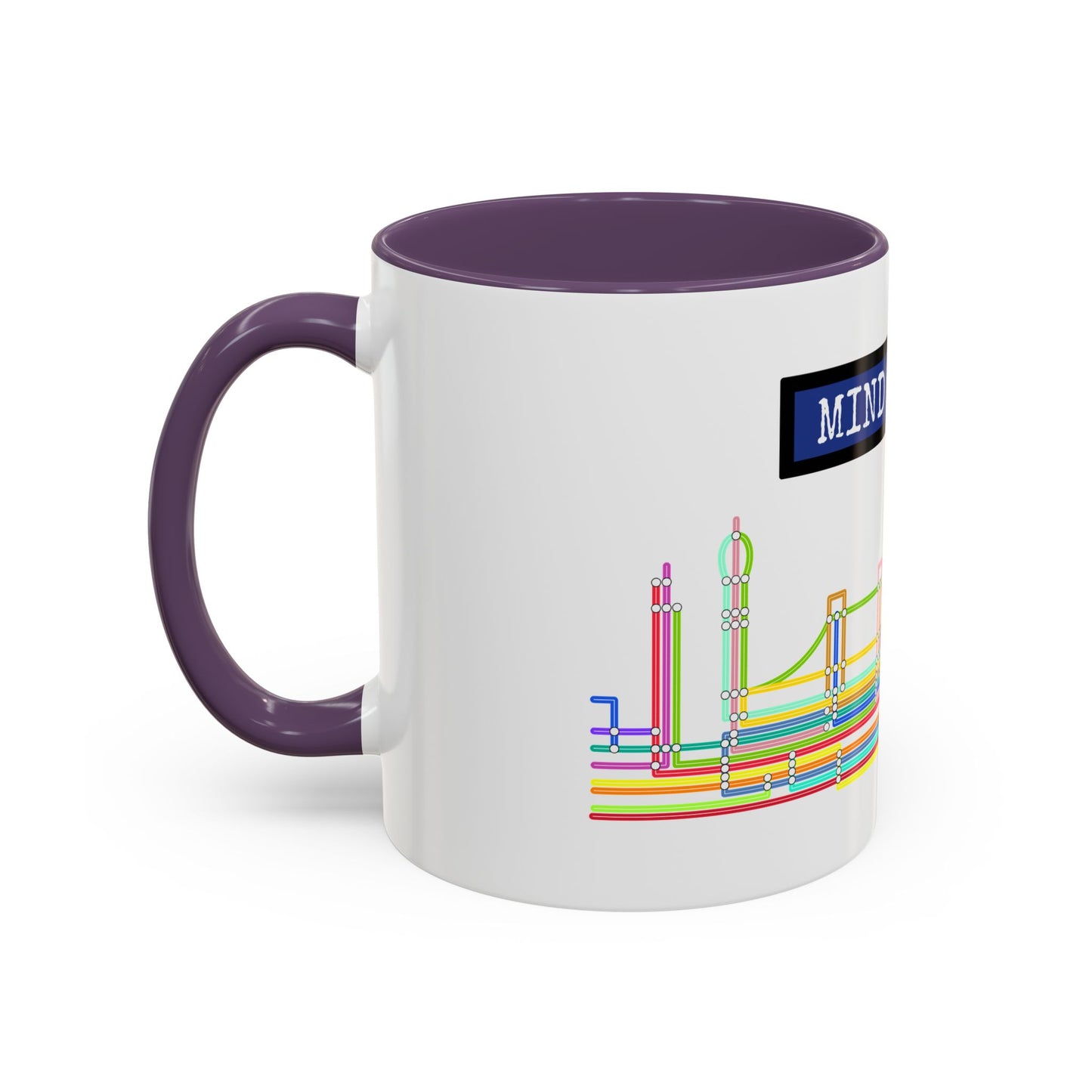 Mind the Gap Coffee Mug — Colorful City Skyline Accent Mug (11/15oz)
