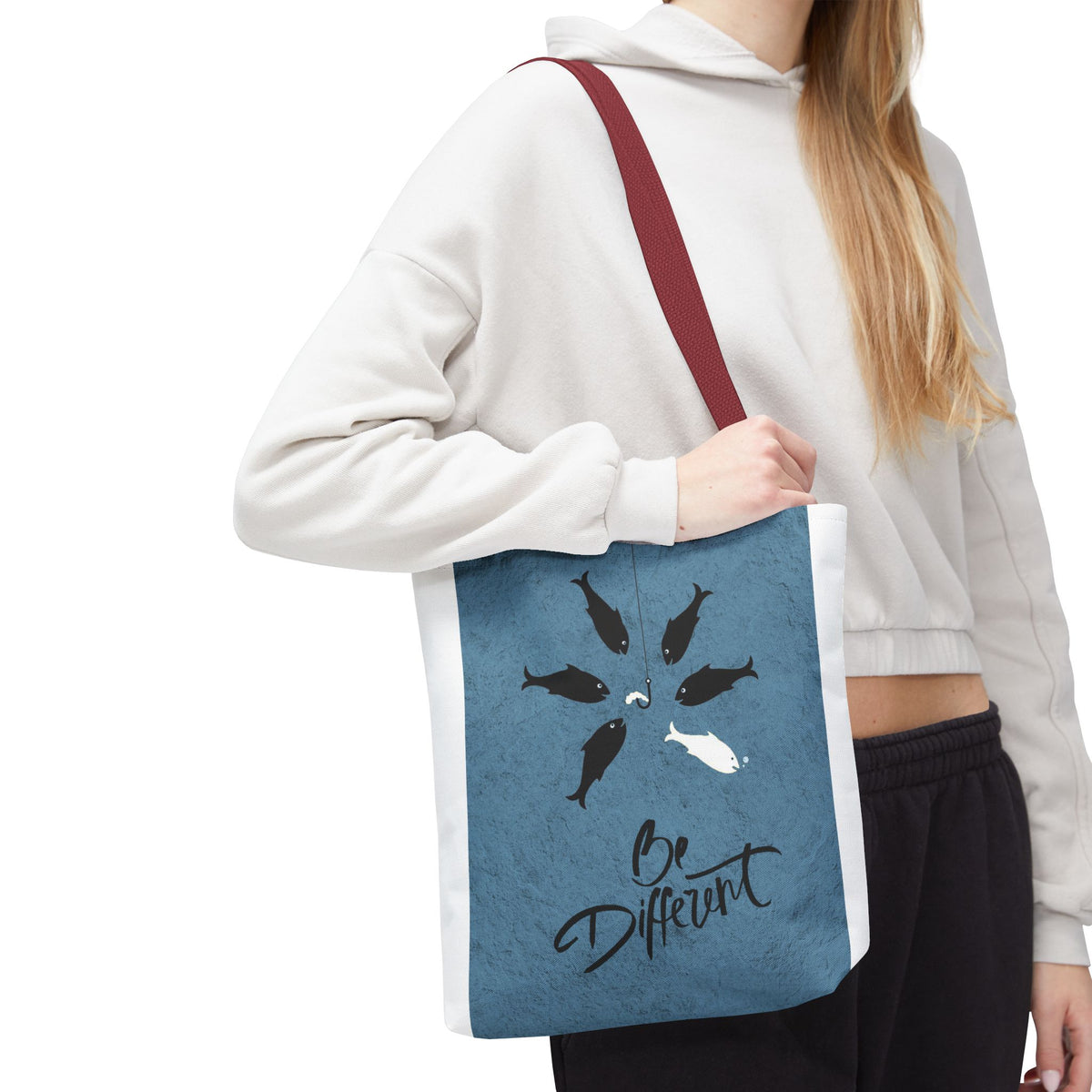 Be Different Whale Tote Bag — Inspirational Ocean Animal Canvas Tote