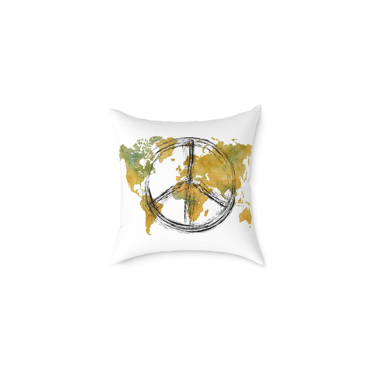 Peace Sign World Map Throw Pillow — Boho Travel Decorative Accent